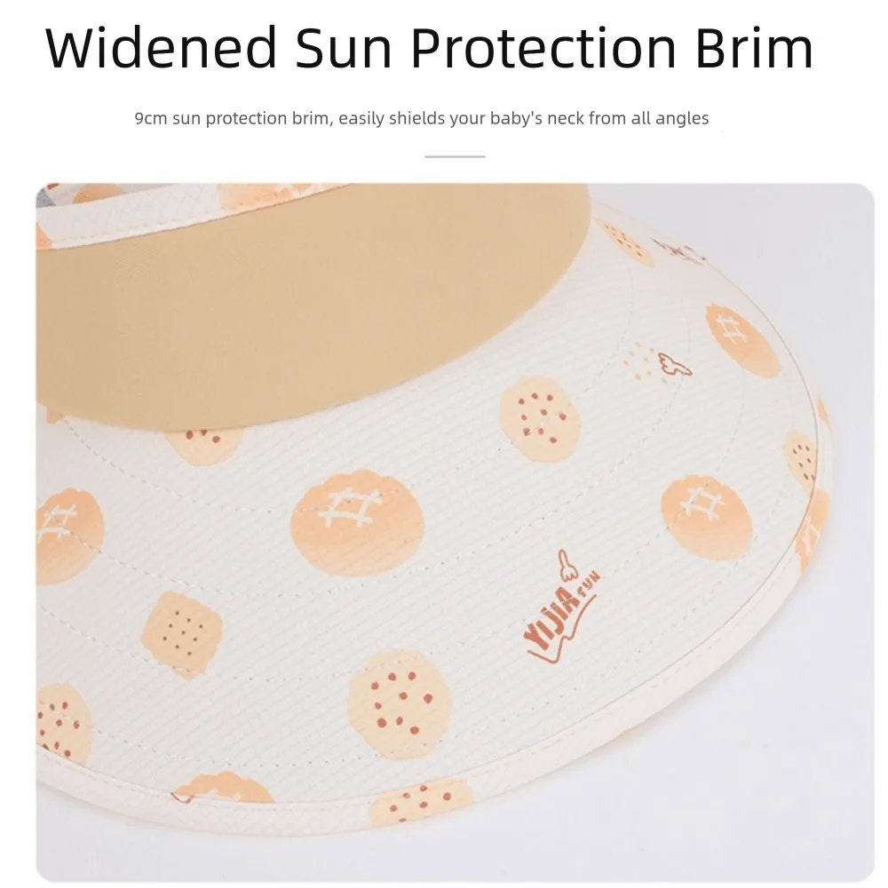 Cute Big Brim Children's Sun Hat Extended Shawl Ice Silk Empty Top Cap Sun Protection Breathable Whistle Sunscreen Hat Spring