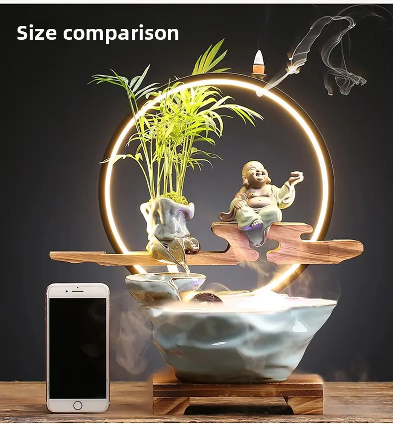 Wealth-Attracting Water Feature Ornament - New Chinese Style Creative Decor for Living Room, Office Desk & Opening Gift