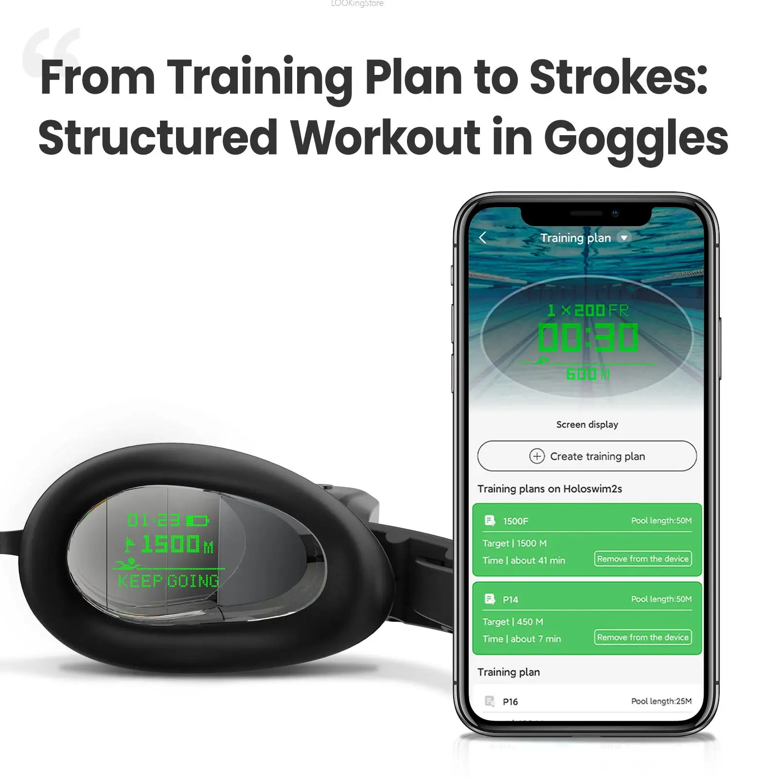 Holoswim 2 Pro AR نظارات السباحة الذكية مكافحة الضباب نظارات السباحة جهاز تعقب للياقة البدنية عرض في الوقت الحقيقي للسباحة