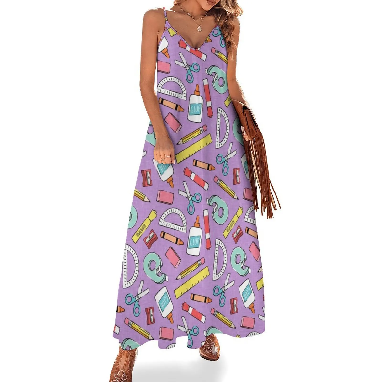 

school supplies - back to school - teacher - purple Sleeveless Dress women's clothing korea stylish women's summer dresses 2024