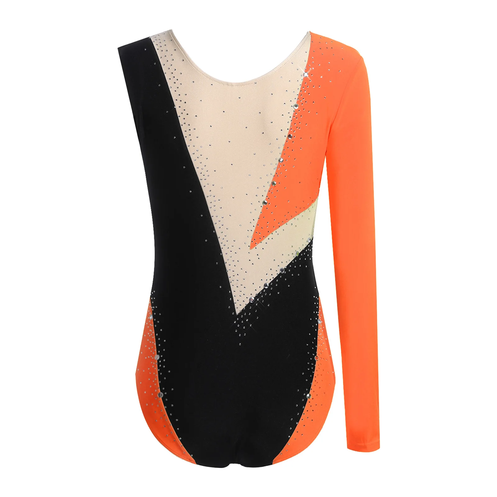 Frauen Glänzende Strass Eiskunstlauf Künstlerische Gymnastic Trikot Eine Schulter Ballett Tanz Body Rhythmische Akrobatik Kostüm