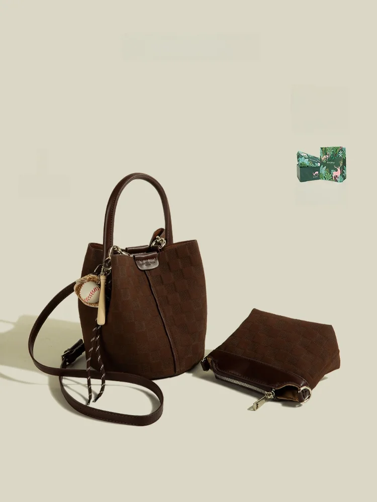 

Classic MuziKai Bucket Bag Women's Retro Crossbody Bag Fashionable Trendy Synthetic Leather Magnetic Buckle Clutch Handbag