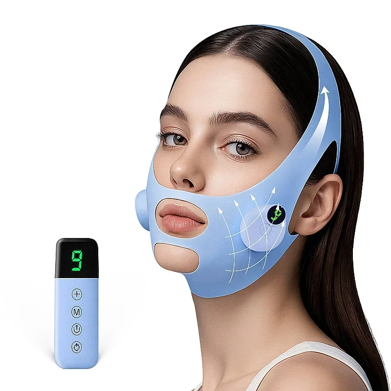 Microcurrent V-Line Lifting Massager Jaw Exerciser Double Chin Reducer Belt