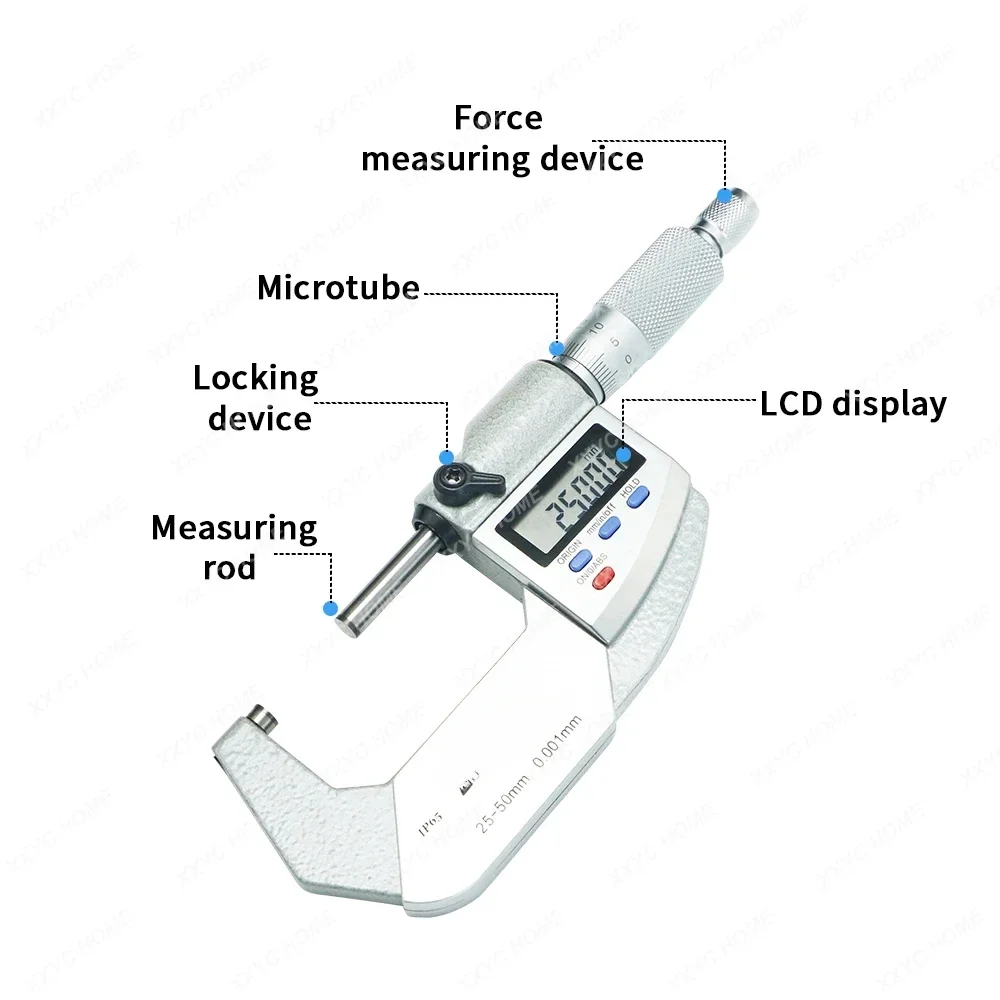 IP65 Waterproof 25-50 mm Outside Micrometer Electronic 0.001 mm Micron Outside Micrometer Caliper Gauge