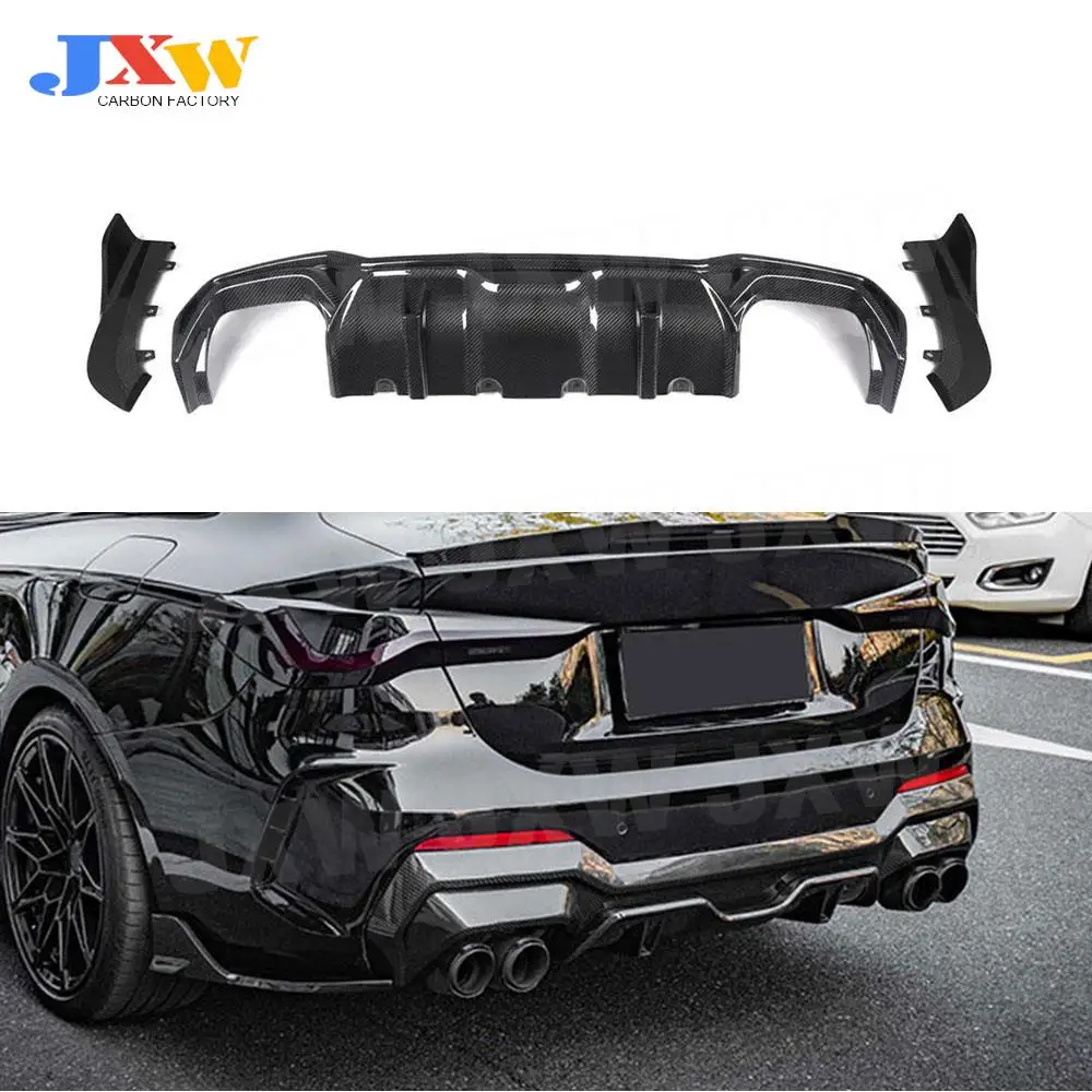 

3Pcs For BMW 4 Series G22 G23 Coupe 2021 + Dry Carbon Fiber Rear Bumpers Lip Diffuser Side Splitters Car Styling Bodykits