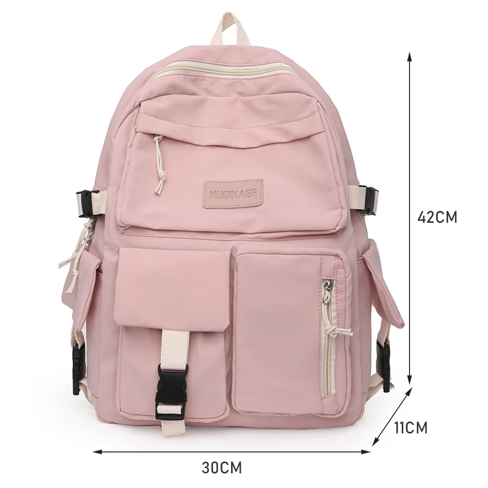 Mochilas escolares Kawaii para niñas y mujeres, mochila estética para computadora portátil, bolsillos de gran capacidad, mochila escolar de lona