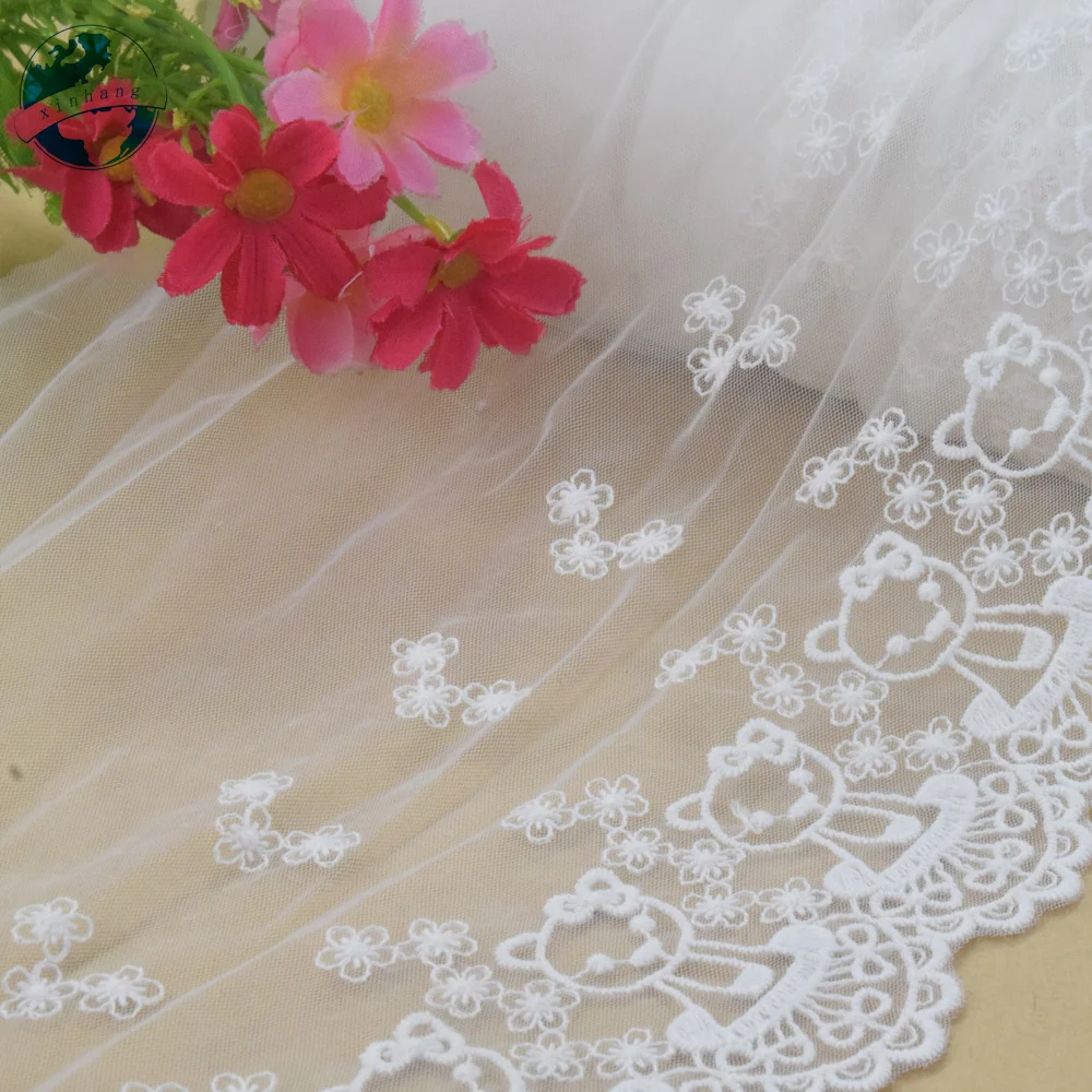 20.5cm Width Cotton Embroidery White Lace French Ribbon Fabric Guipure Diy Trims Warp Knitting Sewing Garment Accessories#4358