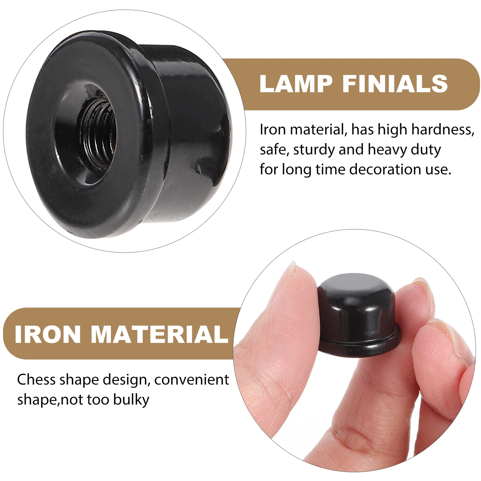 

Chic Screw-Type Finial Cap Shade Decorative Horn Frame Hat Durable Metal Home Coffee Shop Decor Solid Light Knob Tapped Finial