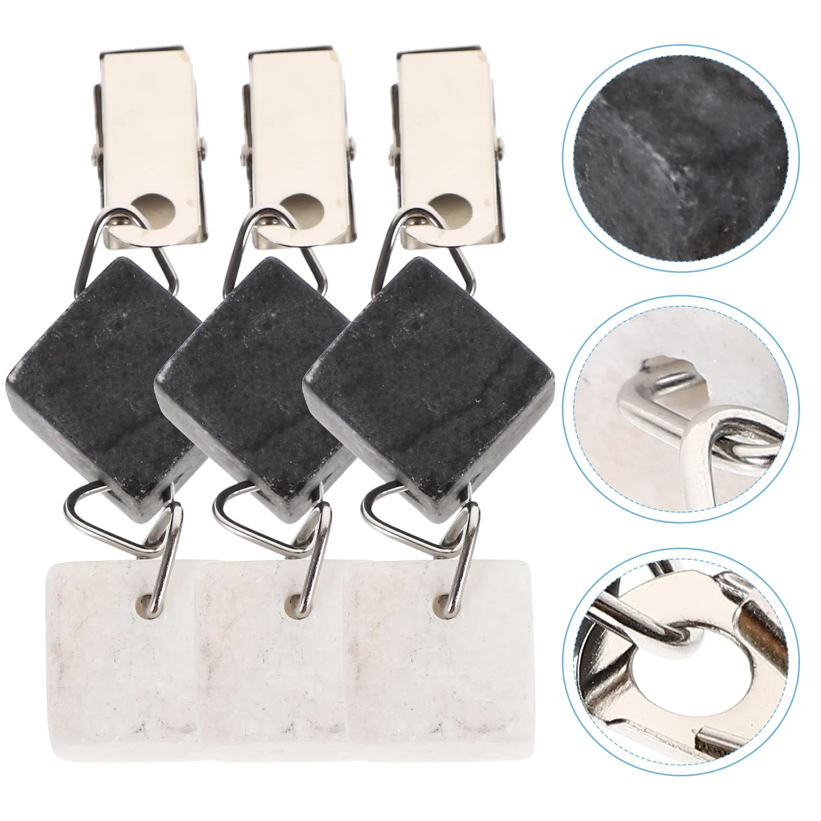 

3 Pcs Garden Tablecloth Pendant Weights with Clips Heavy Tablecloths Replaceable Decorations for Dining Room Marble
