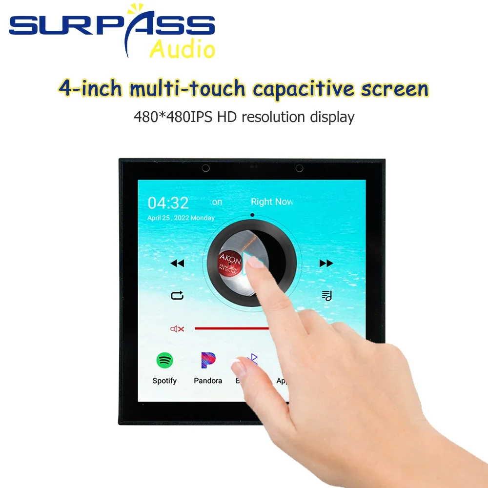 4 Inch Full Screen Touch Smart Home Audio In Wall Amplifier With Two 4 Inch HIFI Blue-tooth Ceiling Speaker
