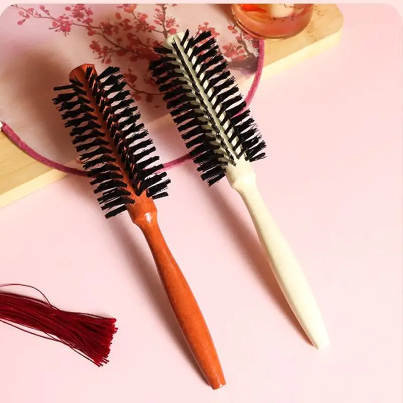 전문가용 특수 나무 컬링 빗 헤어 살롱 롤 빗 여성 및 남성용 미용 도구 원형 실린더 브러쉬