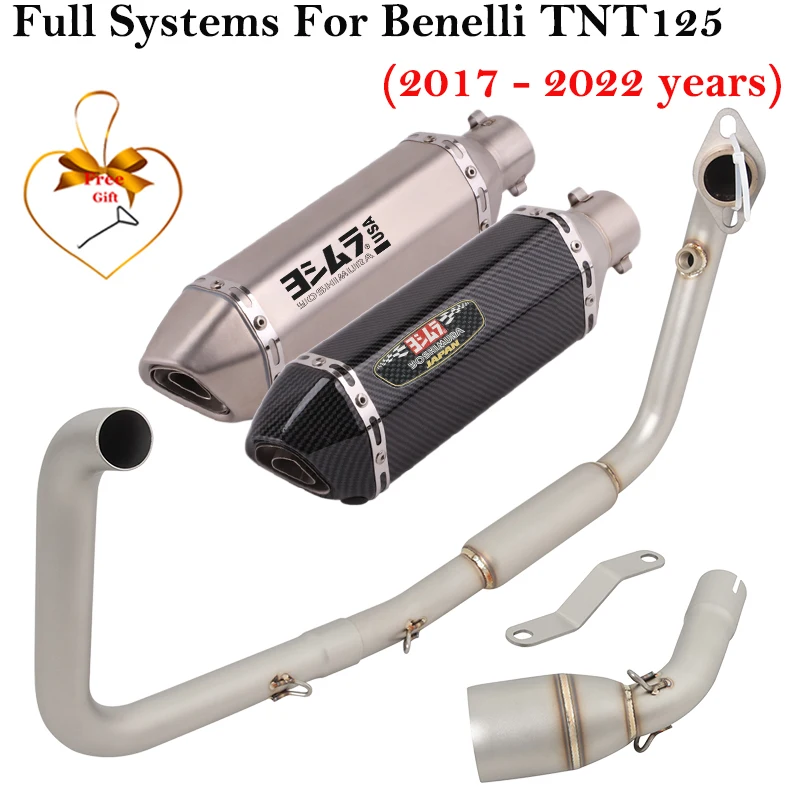 Full System For Benelli TNT125 Tnt 125 2017 - 2022 Years Motorcycle Exhaust Escape Front Mid Link Pipe Moto Muffler DB Killer