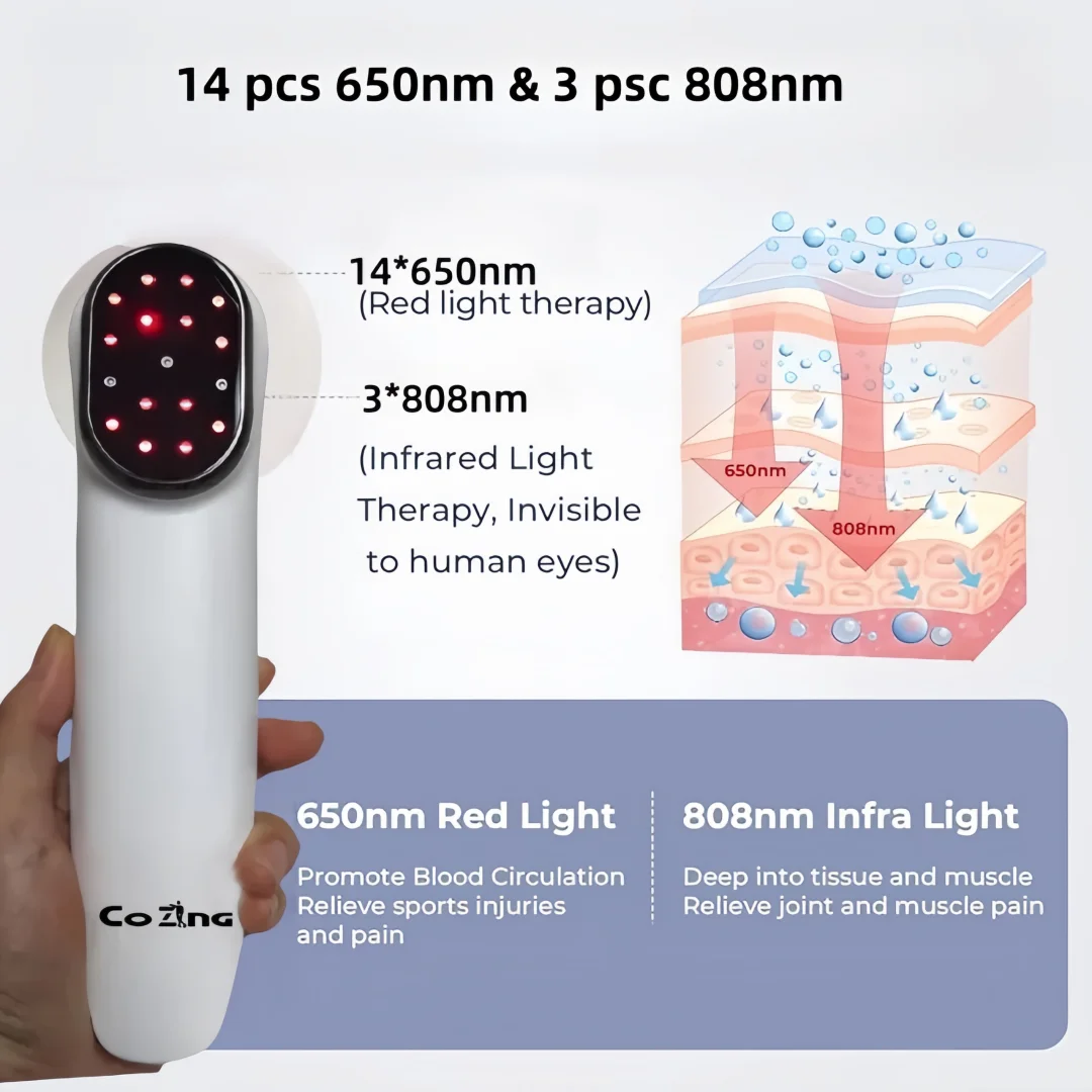

Laser Therapy Device LLLT 650nm 808nm Infrared Physiotherapy Apparatus for Dogs Body Pain Relief Wound Healing Handheld