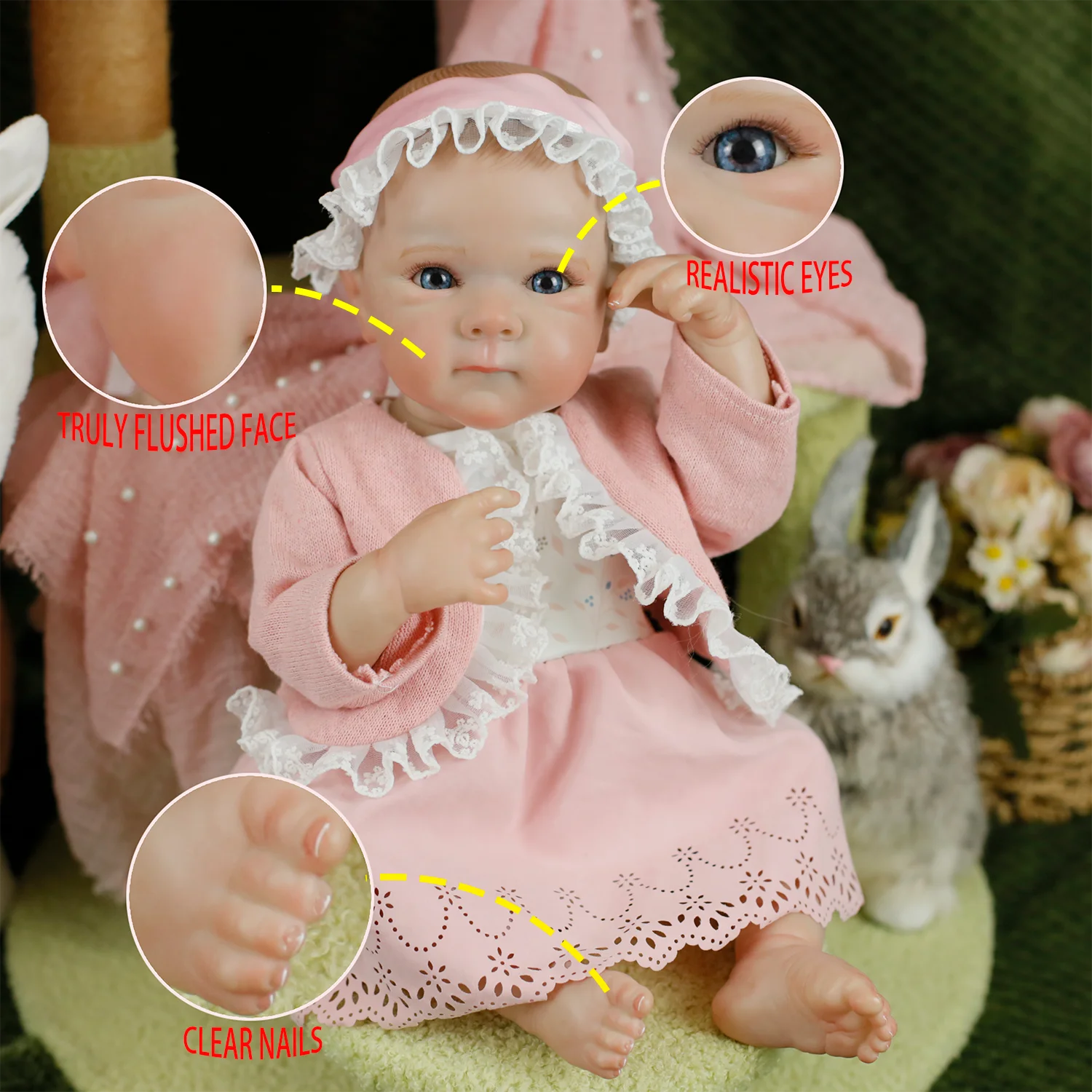 18 Zoll Vollsilikon Vinyl Reborn Puppe Mädchen Bettie mit wasserdicht lebensechte Soft Touch Sammlerstück realistische Kunst Puppe Spielzeug Geschenke