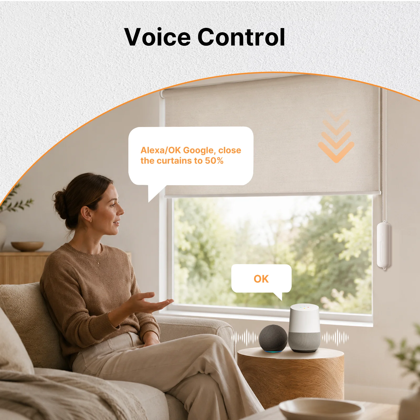 MOES Tuya ZigBee Rollladenmotor mit Touch-Steuerung, Elektrischer Vorhangmotor, Wiederaufladbar, Kugelkette, Alexa und Google Hub erforderlich – Detail 3