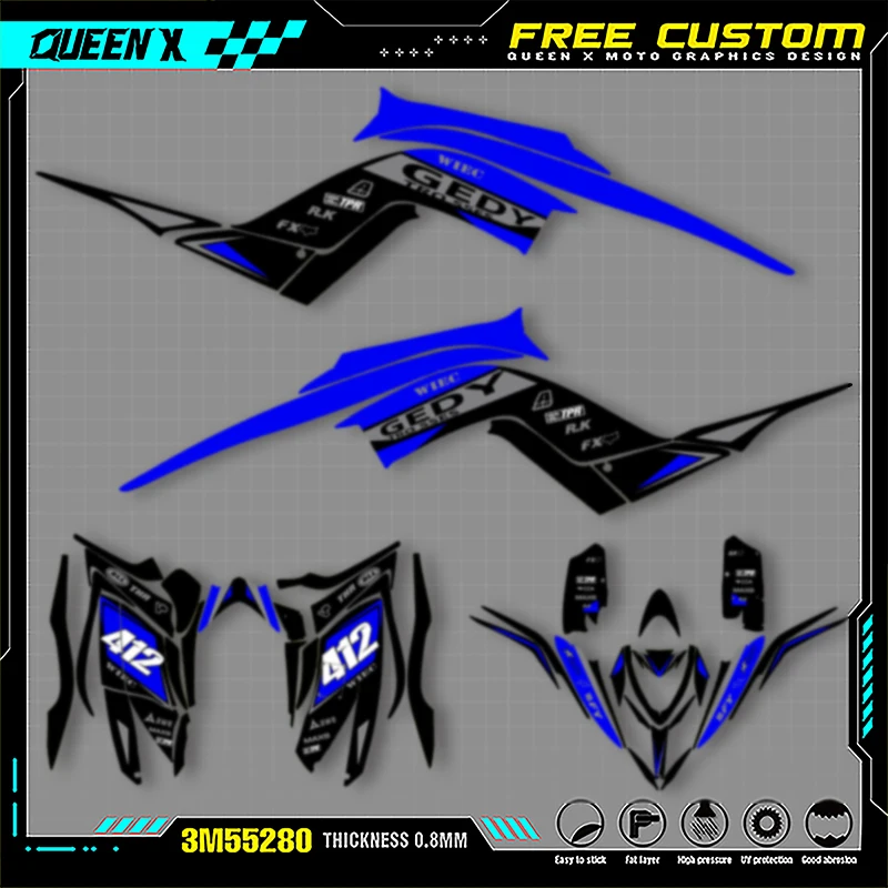 

Queen X MOTOR For YAMAHA RAPTOR700 2013 2014 2015 2016 2017 2018-2023 Full Fairing Motorcycle Graphics Decals Stickers Kits 007