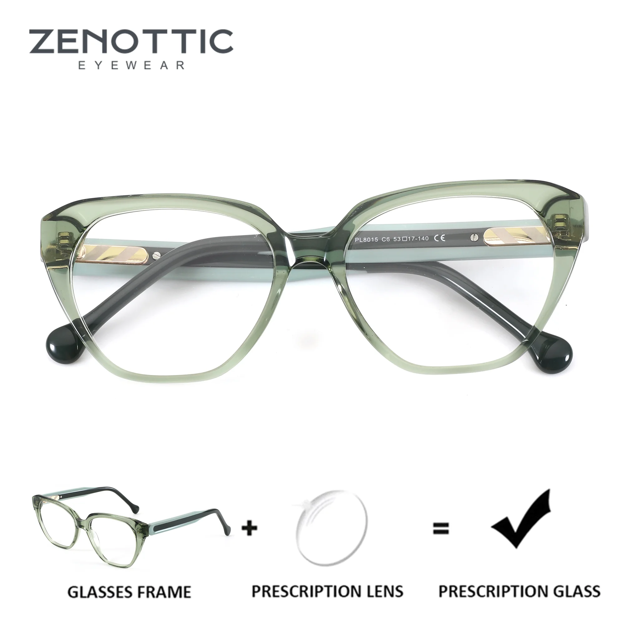 ZENOTTIC (taille S) Lunettes de prescription photochromiques en acétate pour femmes, verres progressifs pour la vue de près et de loin
