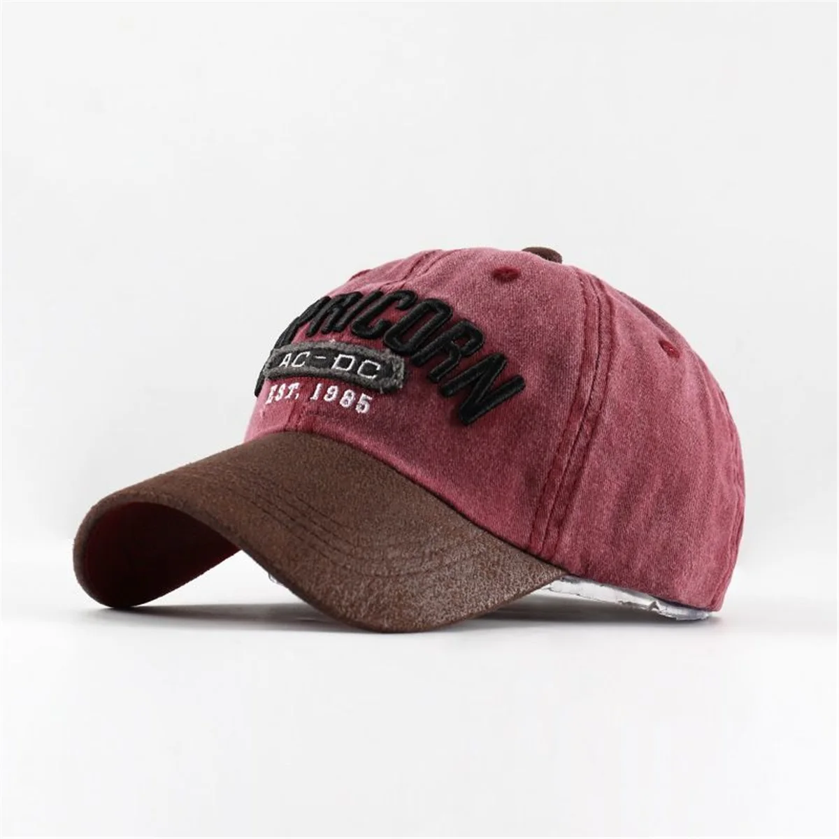 Distressed washed baseball cap suede hat leather hat