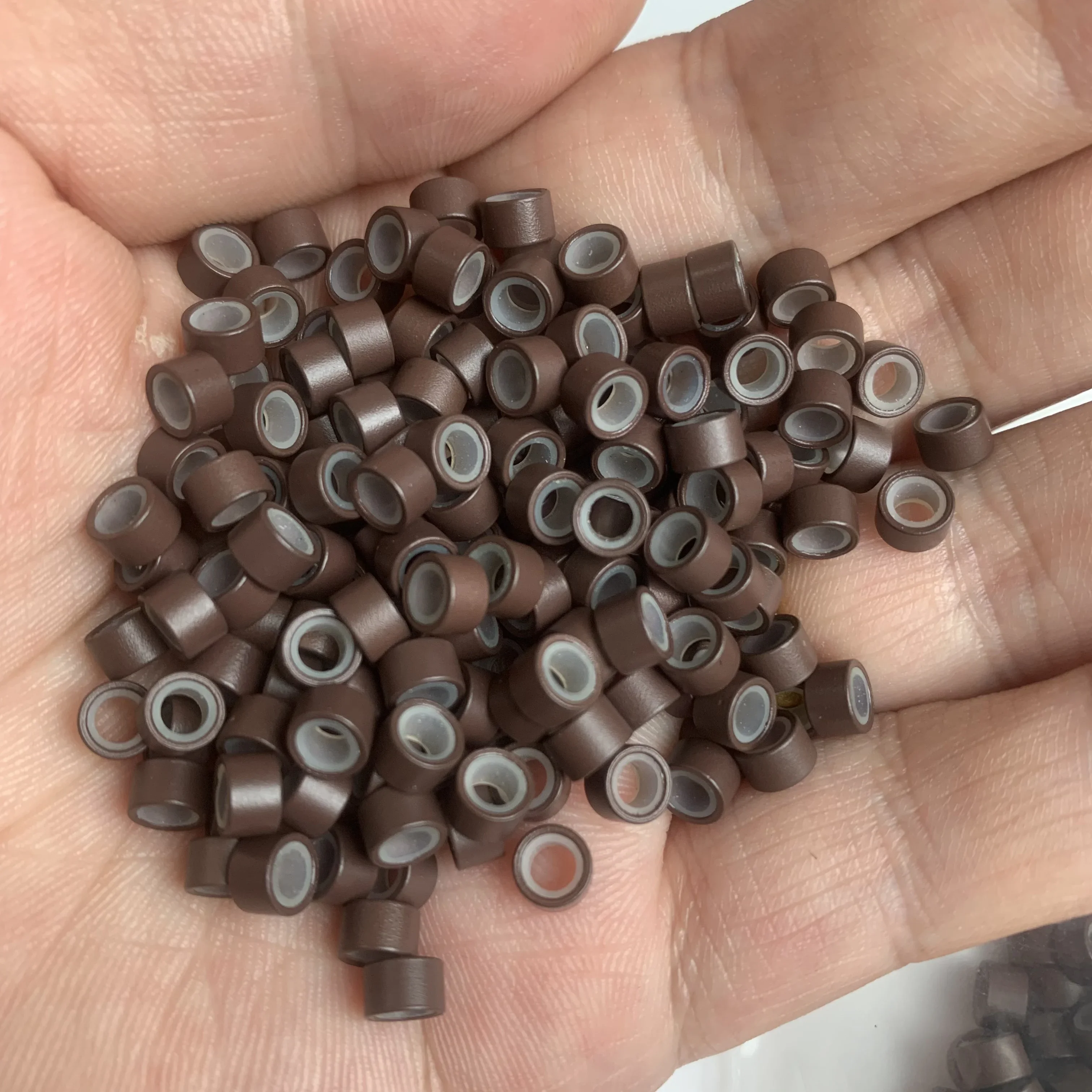 500 шт. миниатюрные кольца с силиконовой подкладкой 5,0*3,0*3,0 мм бусины-цепочки для самостоятельного изготовления ювелирных изделий, инструмент для обжима процесса соединения волос