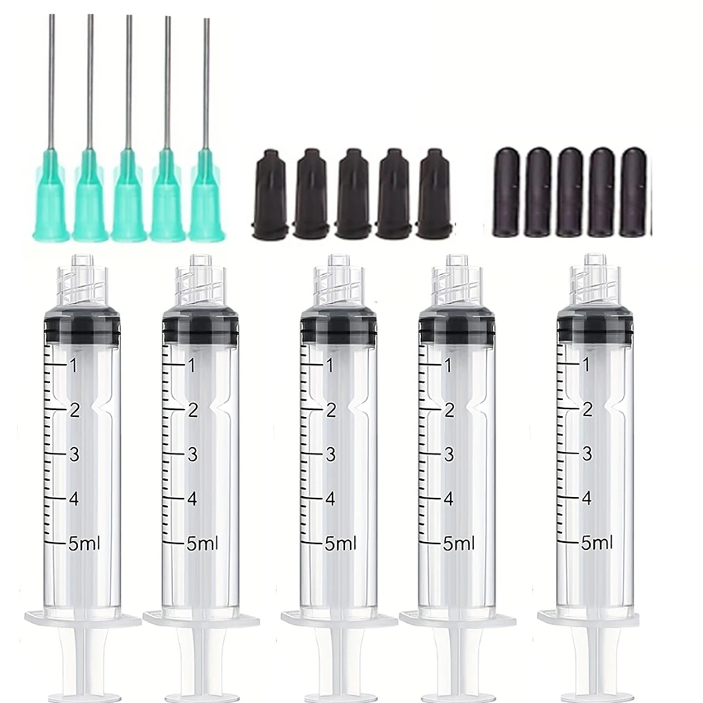 Multifunction 5ml Syringe Blunt Tip Needle Storage Cap  Glue Applicator, Oil Dispenser