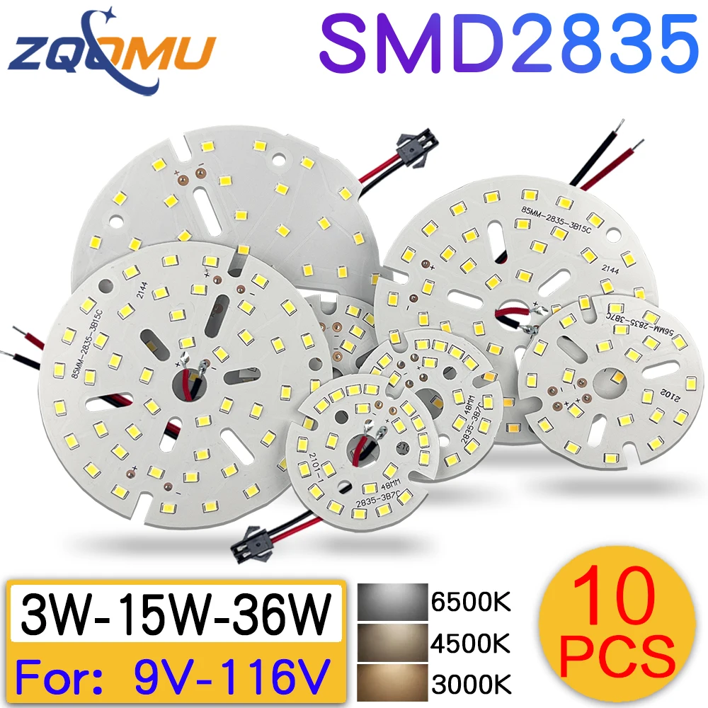 10PCP High Brightness 3W 5W 7W 9W 12W Light Board 15W 18W 24W 30W 36W SMD2835 Lamp Panel LED DIY Ceiling Light LED Bulb Light