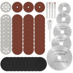 Set di dischi da taglio abrasivi con lama diamantata con mandrini Mole per accessori Dremel Utensile rotante per taglio metalli