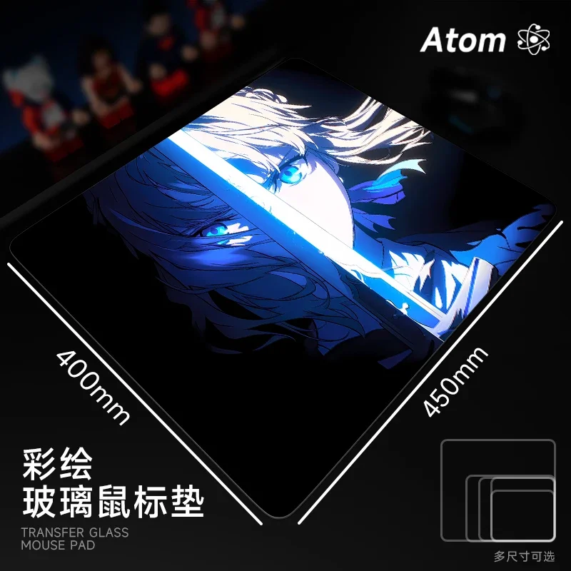 

ATOM Tempered Glass Mouse Pads Fate/stay night Saber Theme Pattern Laser Engraving Technology Gaming Customized Hard Mouse Pads