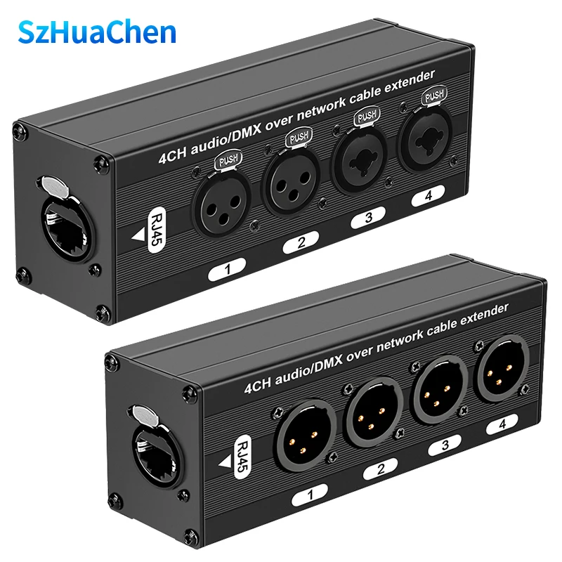 

4-канальный аудиоудлинитель XLR-RJ45 с DMX по Cat5e/Cat6 для сцены, живых выступлений, студий и эквалайзеров