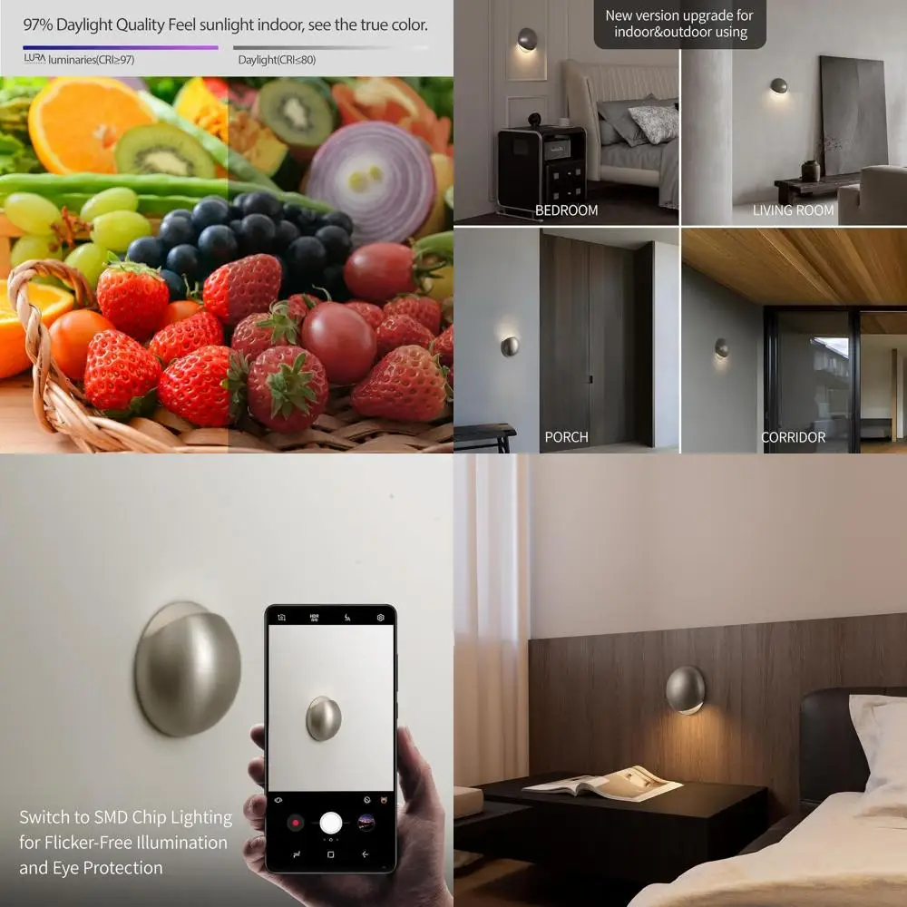 

7W LED Waterproof Wall Sconce in Brushed Nickel for Indoor & Outdoor Use, Suitable for Living Rooms, Bedrooms, and Porches, Warm