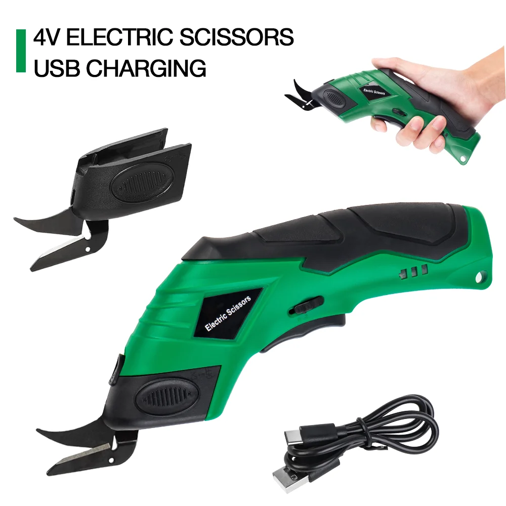 

4V Multifunctional Electric Scissors Fabric Cutting Machine Home Leather Scissors With Replaceable Blades USB Rechargeable Tool