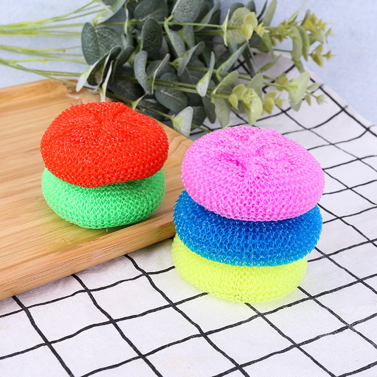 24Pcs/Set Dish Cleaning Brushes Mesh Pad Random Color Dish Mesh Scrubber Bowl Pot Cups Scouring Pad Kitchen Cleaning Scrubber