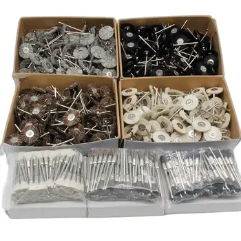 144PCS 100PCS Schurende Borstels Wiel 19mm 22mm 25mm Sieraden Polijsten Mop voor Dremel boor Slijpen 2.35MM Schacht