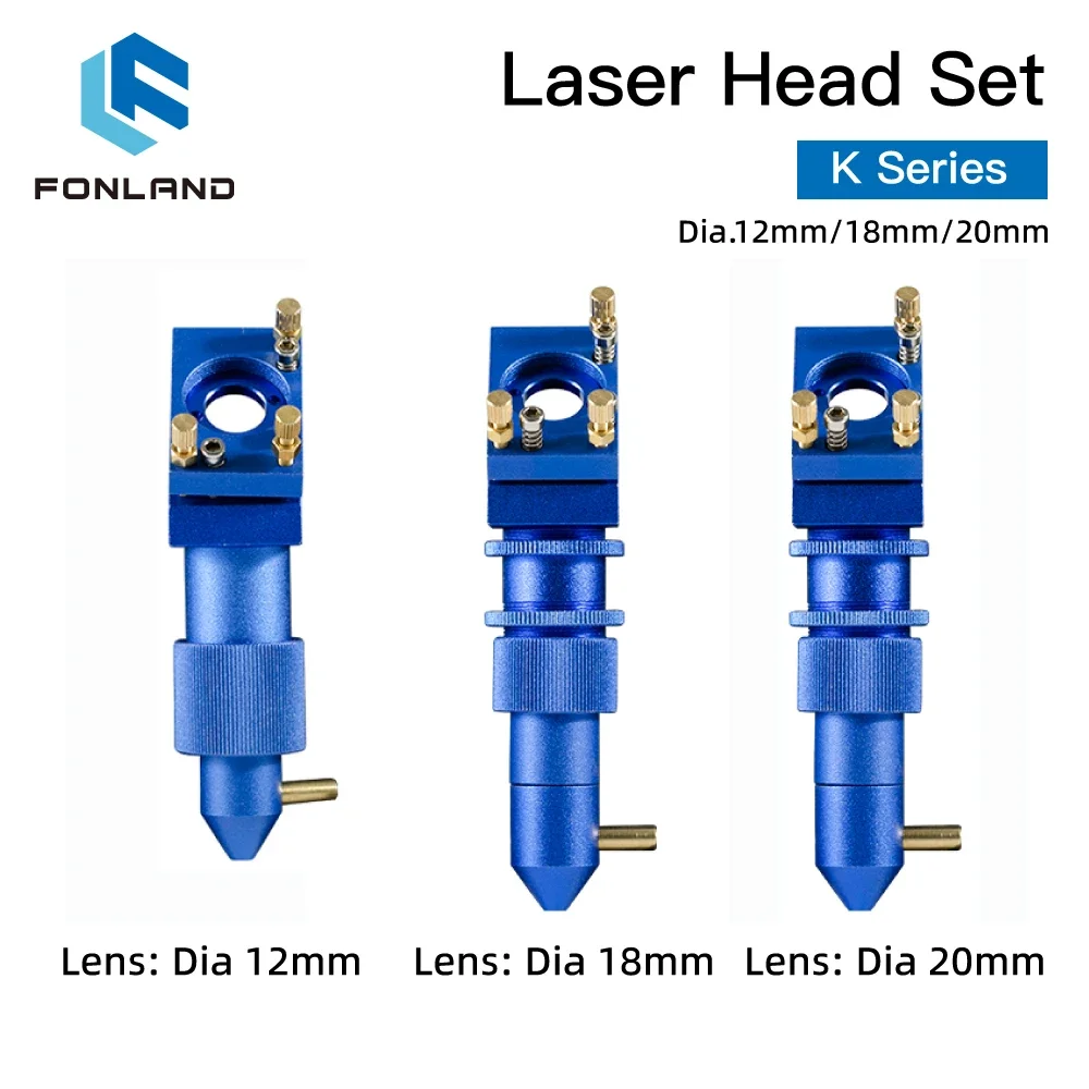 FONLAND K Series CO2 Laser Head Set Lens Dia12/18/20mm Mirror Dia 20mm for 2030 4060 K40 Laser Engraving Cutting Machine