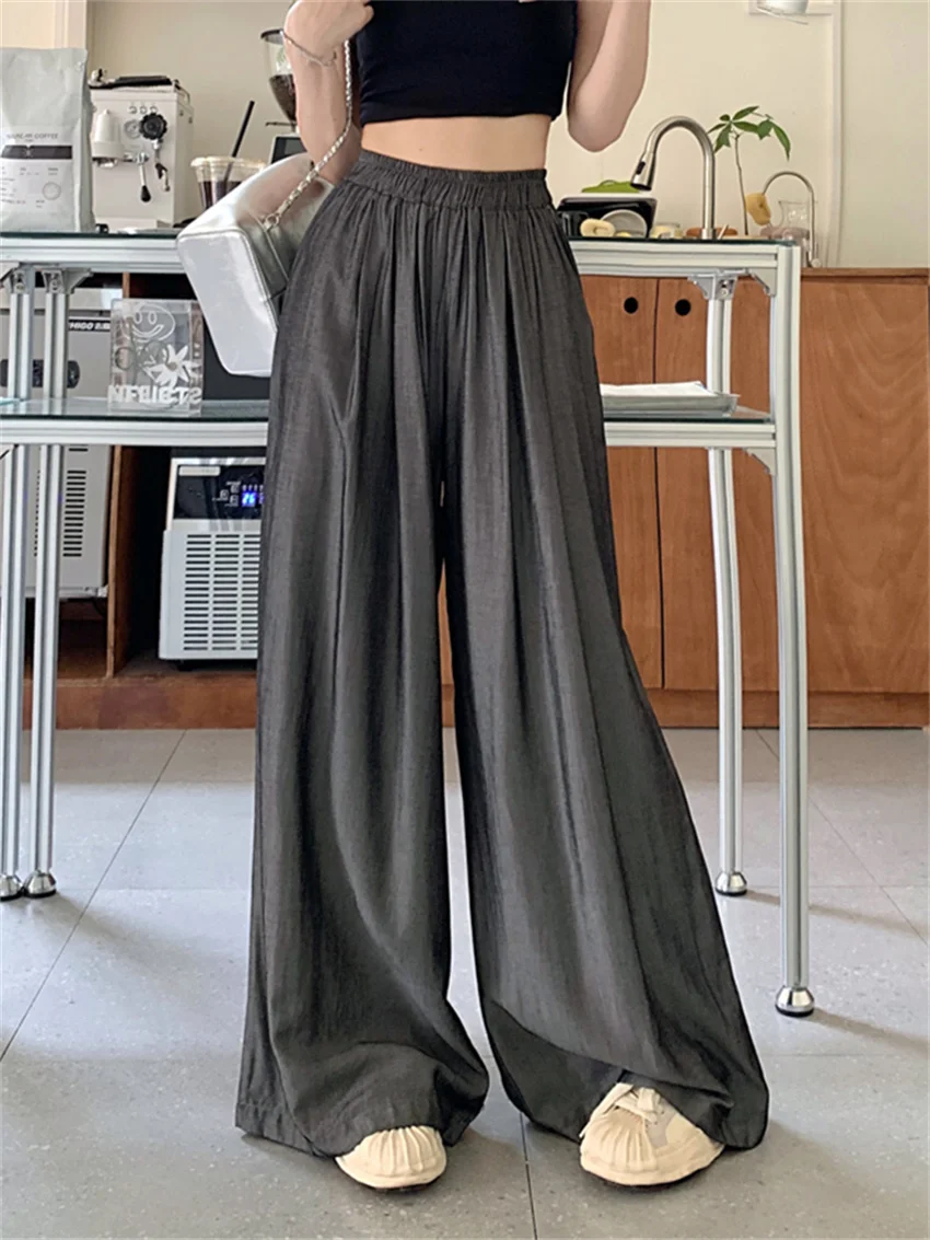 

Alien Kitty High Waist Mopping Pants Loose Chic All Match Solid 2023 Women Autumn Casual Office Lady Slim Wide Leg Streetwear