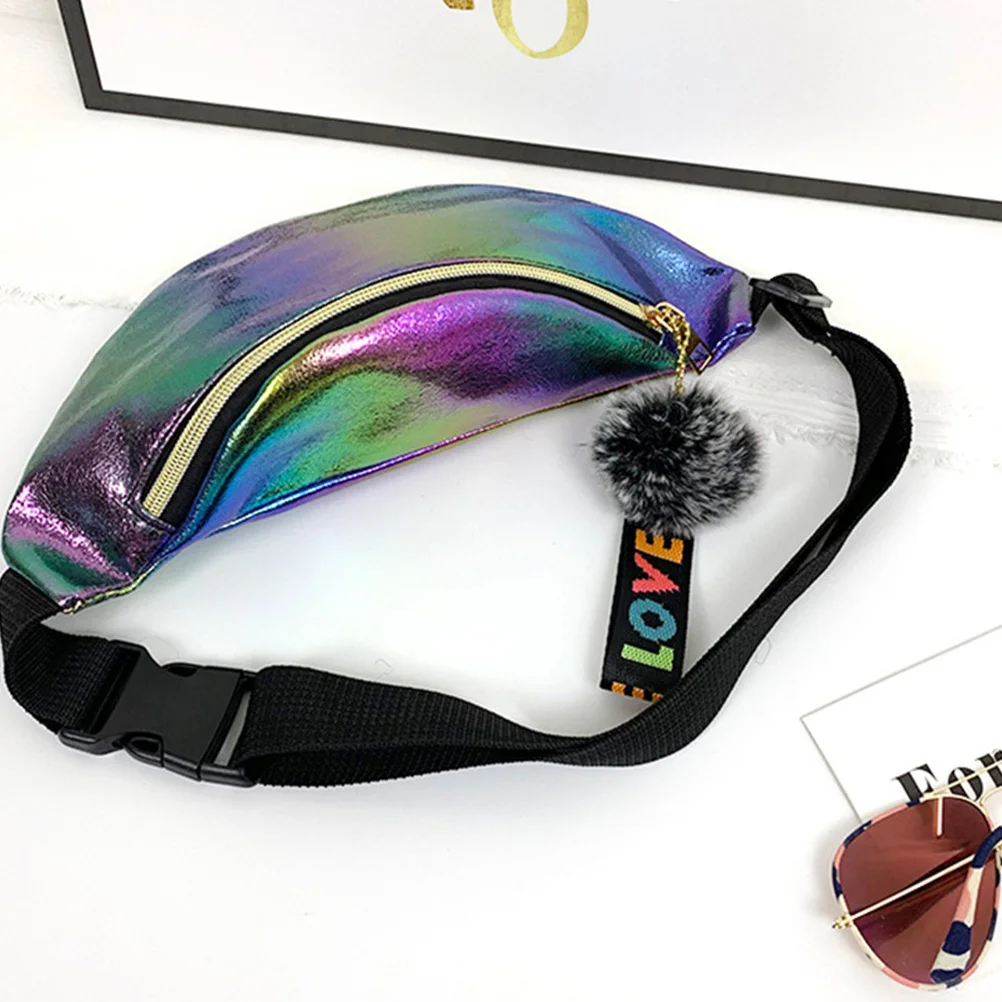 

Colorful Holographic Laser Gradient Waist Bag Shiny Sports Waist Pack Adjustable Buckle for Running Hiking Traveling Casual