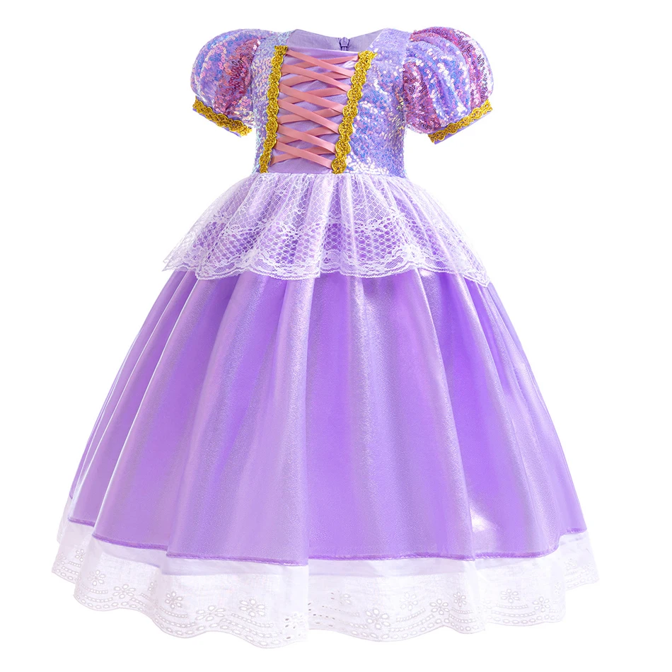 Disney Princess Rapunzel Costume Girl 2024 Fancy Carnival Party LED Light Up Cosplay Dress Sequins Birthday Party Vestido Luxury