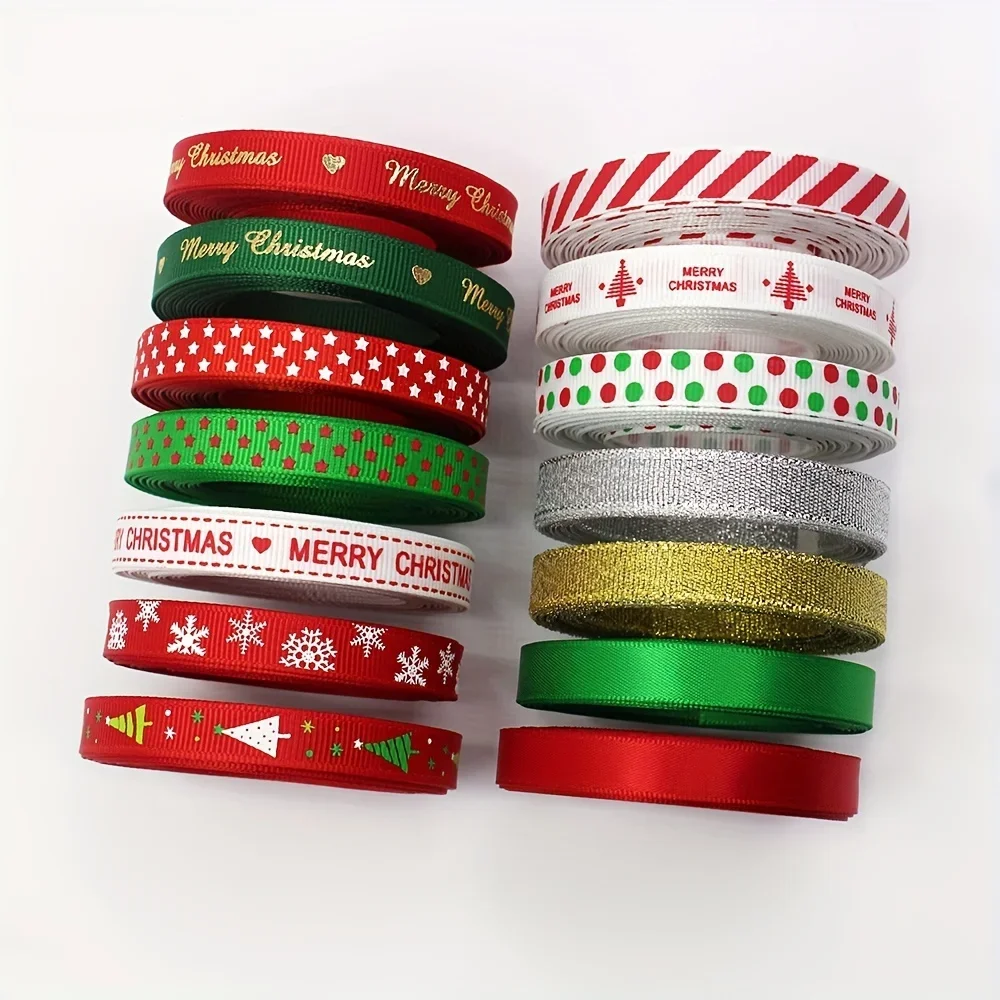 Un juego de cintas navideñas Groland para envolver regalos y manualidades -Cintas navideñas clásicas 100% poliéster.