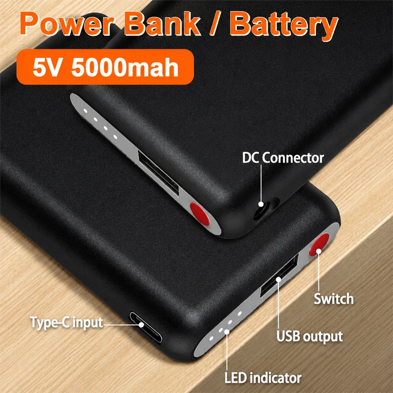 Heated Vest Battery - Powerbank 5V 5000mAh, wiederaufladbarer Akku für