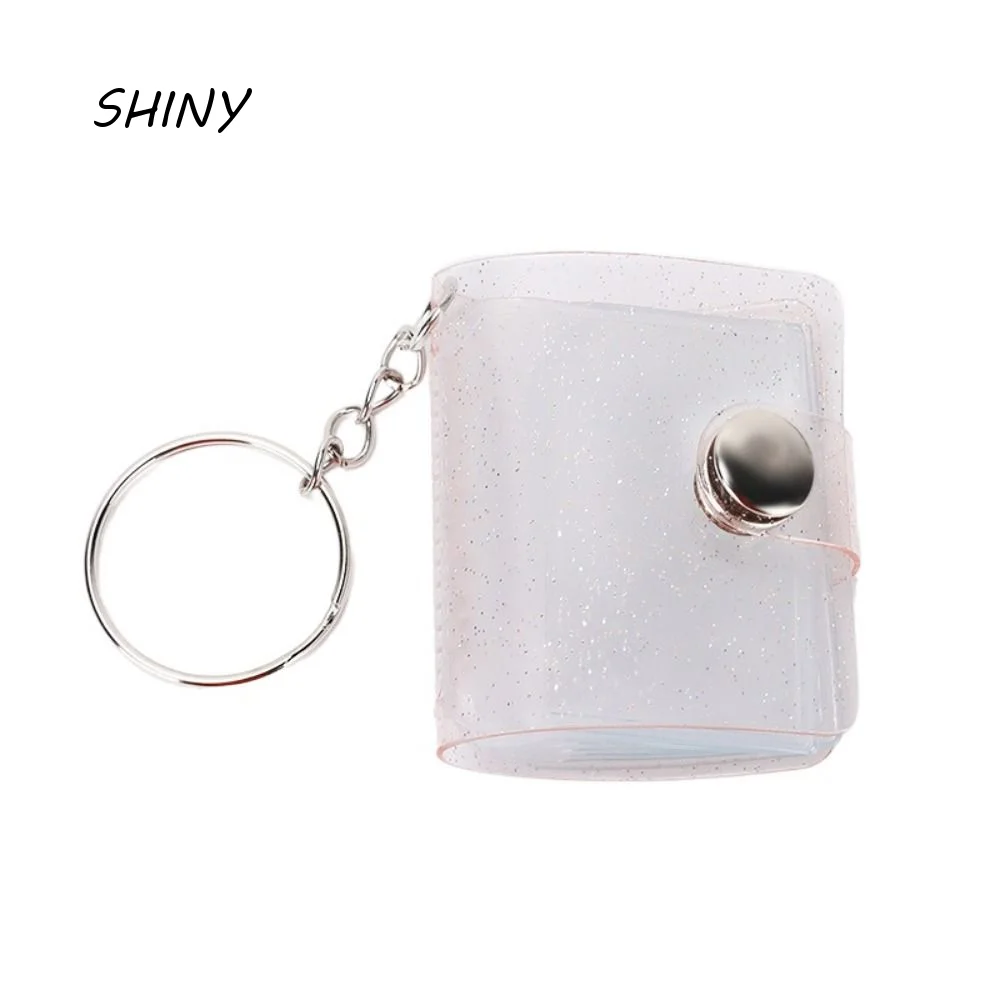 With Keychain Mini Photo Album Snap Button Design DIY Storage Photo Card Holder PVC Simple Portable Pocket Album