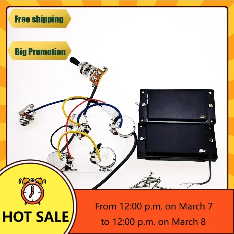 

Q-X Music Store-Guitar Pickups Humbucker Ceramics Closed passive Electric Guitar Pickups 1C Wire With Wiring Harness