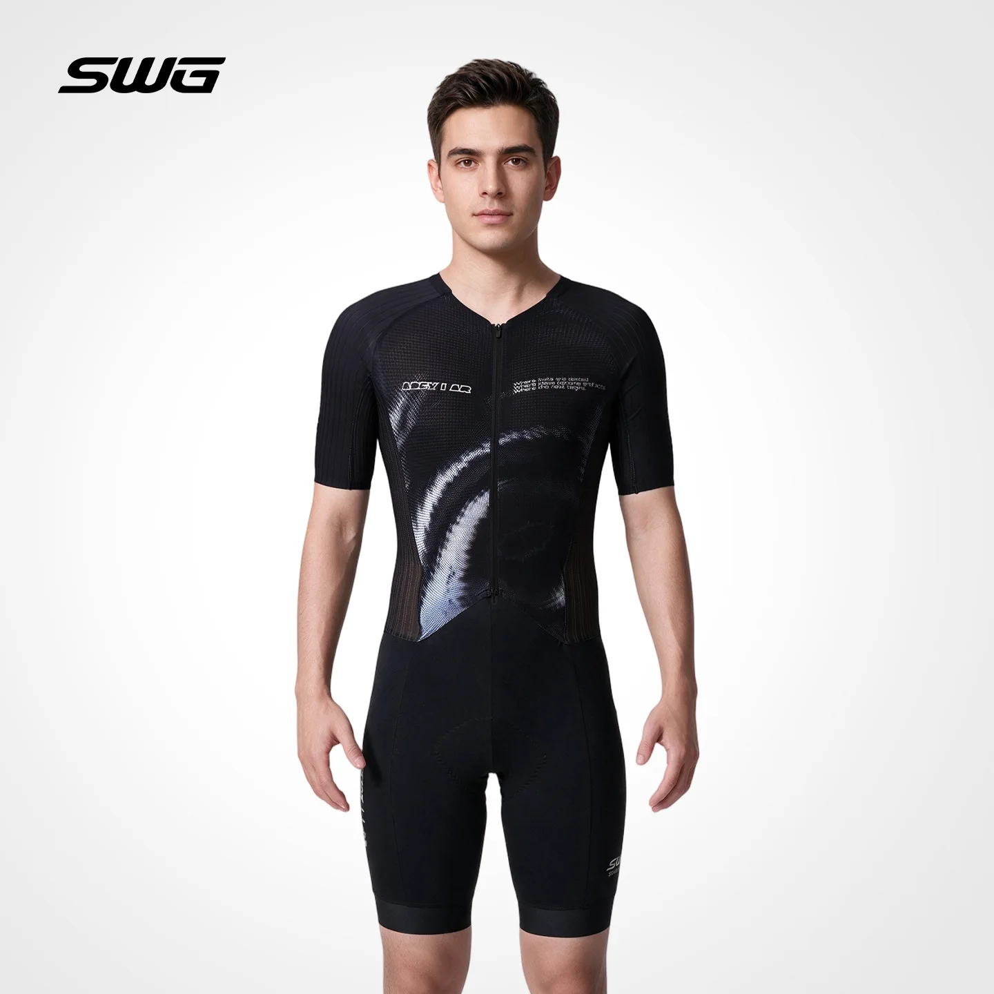 SWG 10h Padded Men's Cycling Skinsuit Italy Elastic Interface Bicycle Bibs YKK Zipper Bike Shirts MTB Clothing