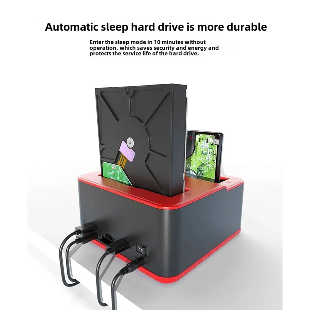 IDE SATA USB 2.0 듀얼 베이 HDD 도킹 스테이션 외장 하드 디스크 드라이브 2.5"/3.5" SSD 인클로저 원터치 백업 허브 카드 리더