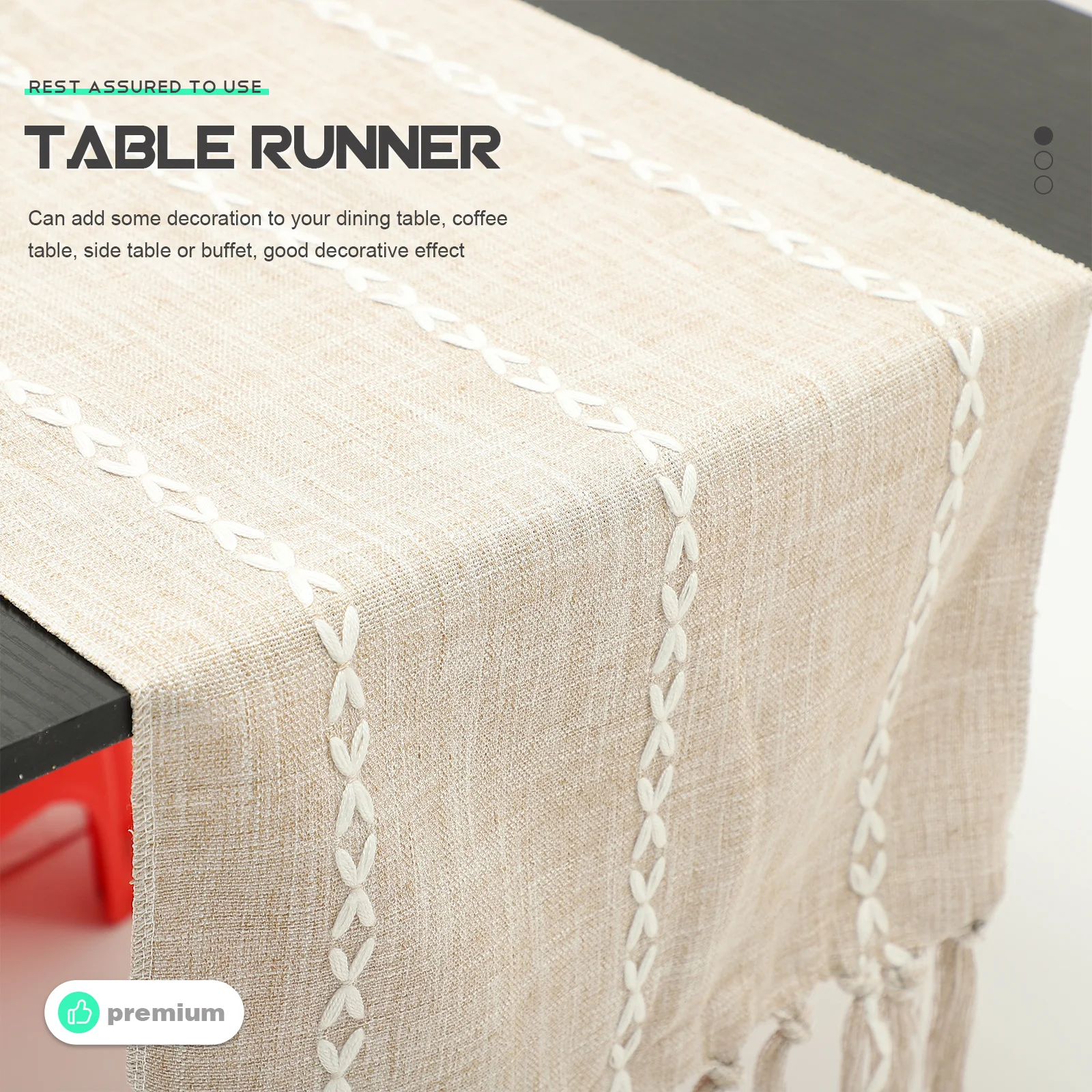 

Cotton Linen Retro Table Runner Tassel Design Decorative Tablecloth Dining Coffee Table Decor for Home Cafe Events