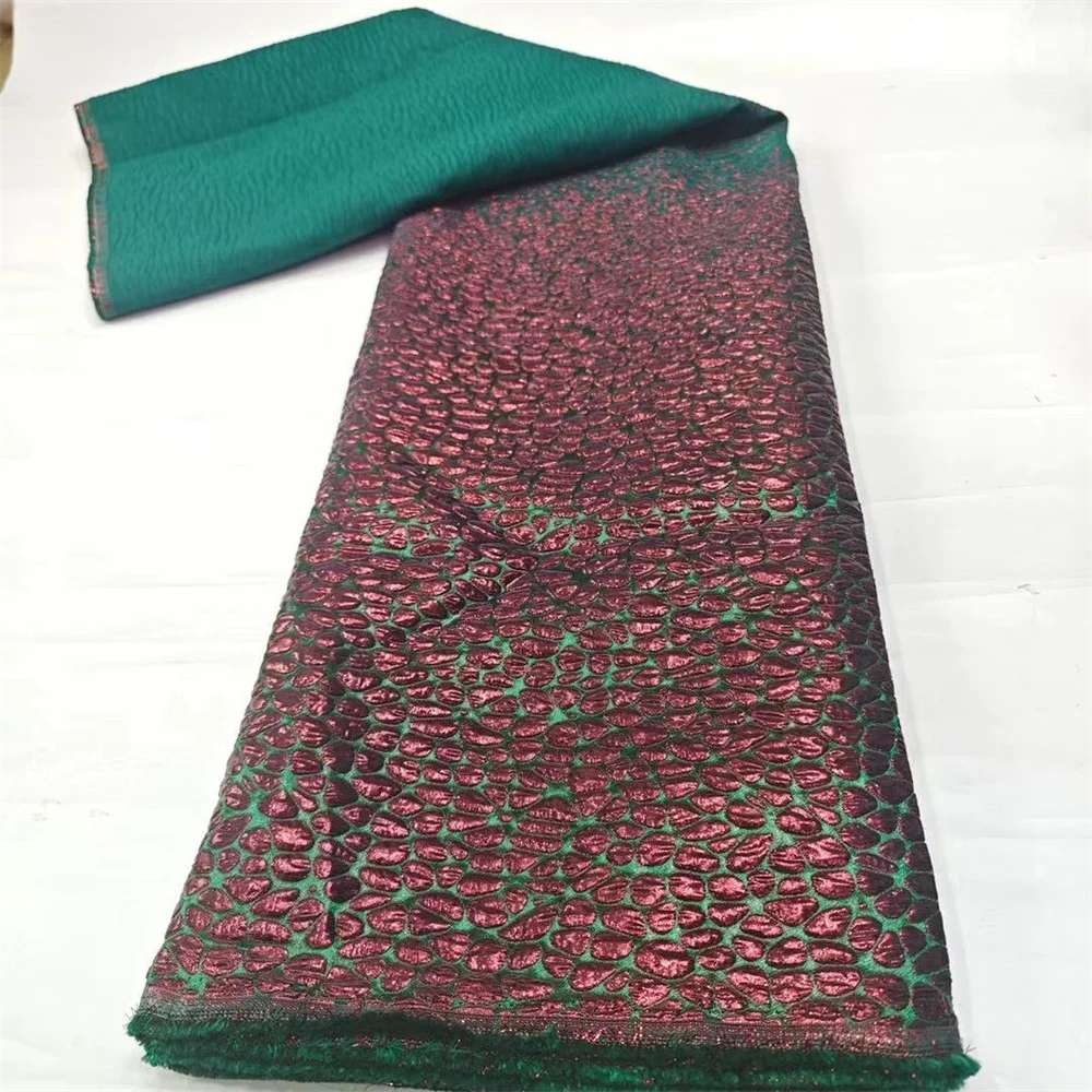 Green African Jacquard Brocade Fabric High Quality Nigerian Damask Gilding Lace Party Dress Material Brocard Tissu 5Yard DB13