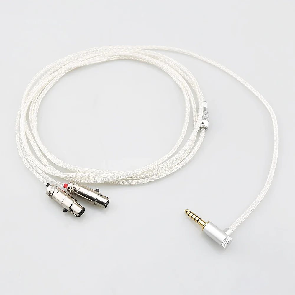 HIFI Pure Silver 8 Cores Earphone Upgrade Cable 4.4mm Balanced Male for Audeze LCD-2, LCD-3, LCD-4, LCD-X, LCD-XC headphones