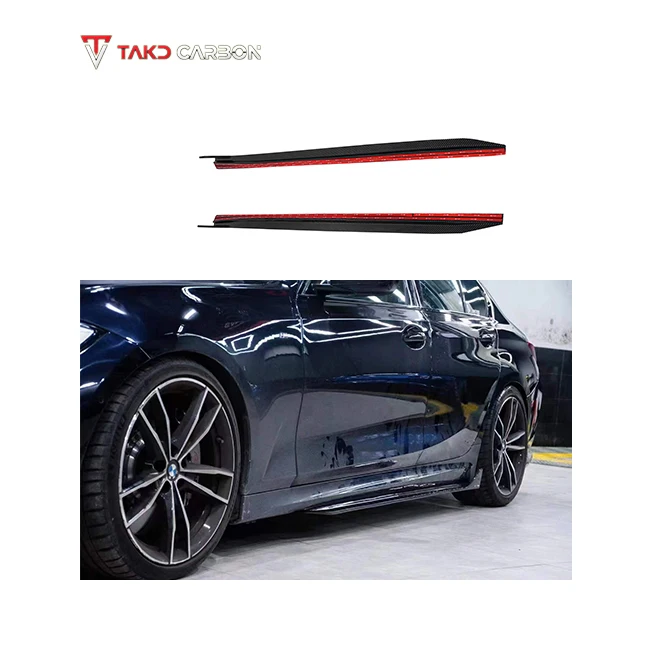 

TAKD Carbon Real Car Data Development Dry Carbon Fiber Side Skirts Extensions for bmws 3 Series G20 2023-UP