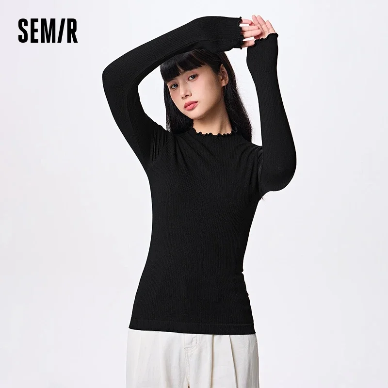 

Semir Underwear Women Half-high Collar Slim-fitting Fashionable Seamless One-piece Elastic Comfortable Base Layer