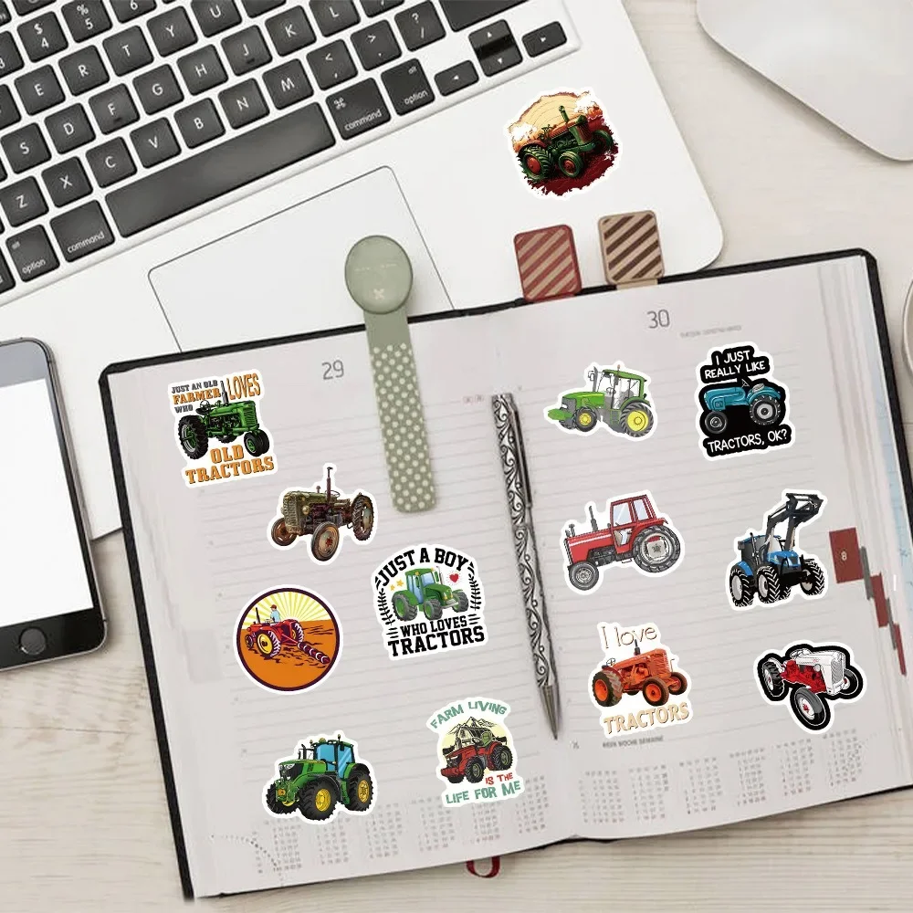 60pcs Cartoon Agricultural Tractor Graffiti Stickers Phone Bike Wall Scrapbook Motorcycle Waterproof Sticker for Kids Toys Gifts