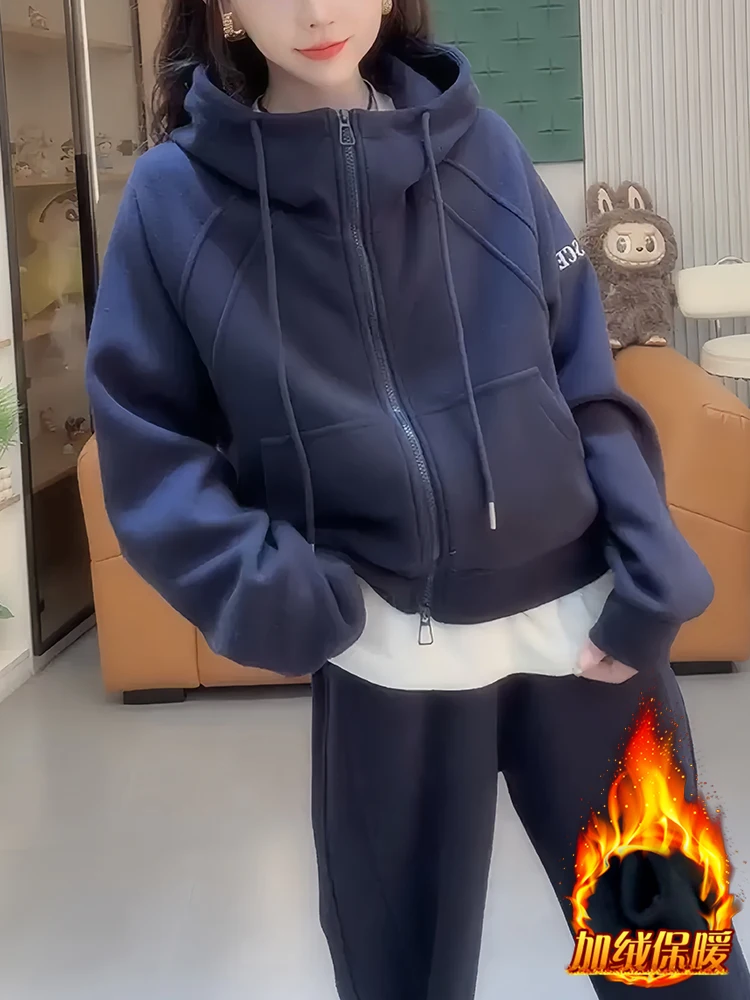 

Новый модный комплект из двух предметов: худи и брюки-палаццо для женщин, осенне-зимний, повседневный, спортивный, с эффектом омоложения