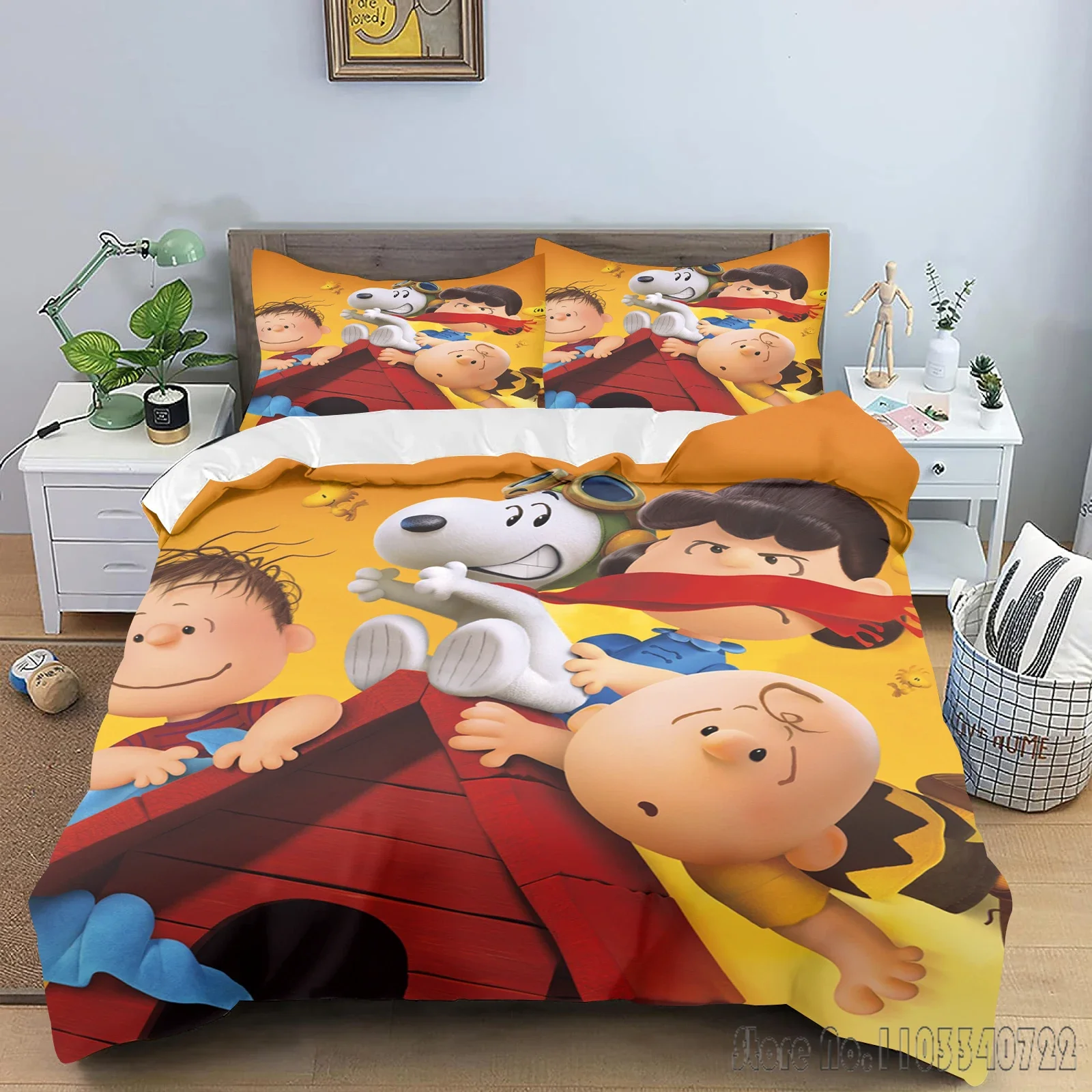 Admire Snoopy Quilt Cartoon Love Child Duvet Cover Set HD Comforter Cover Bedclothes for Kids Bedding Sets Bedroom Decor